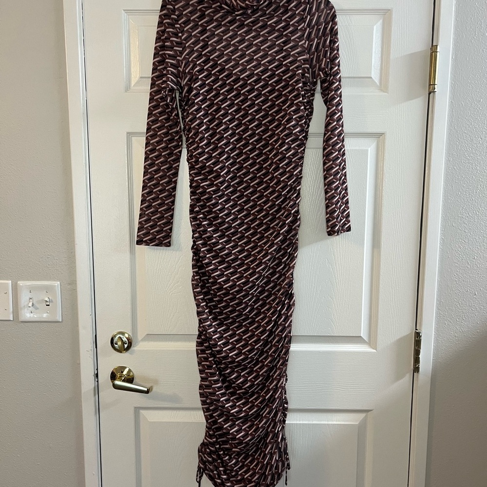 Wayf Long sleeve turtle neck sheer mesh dress